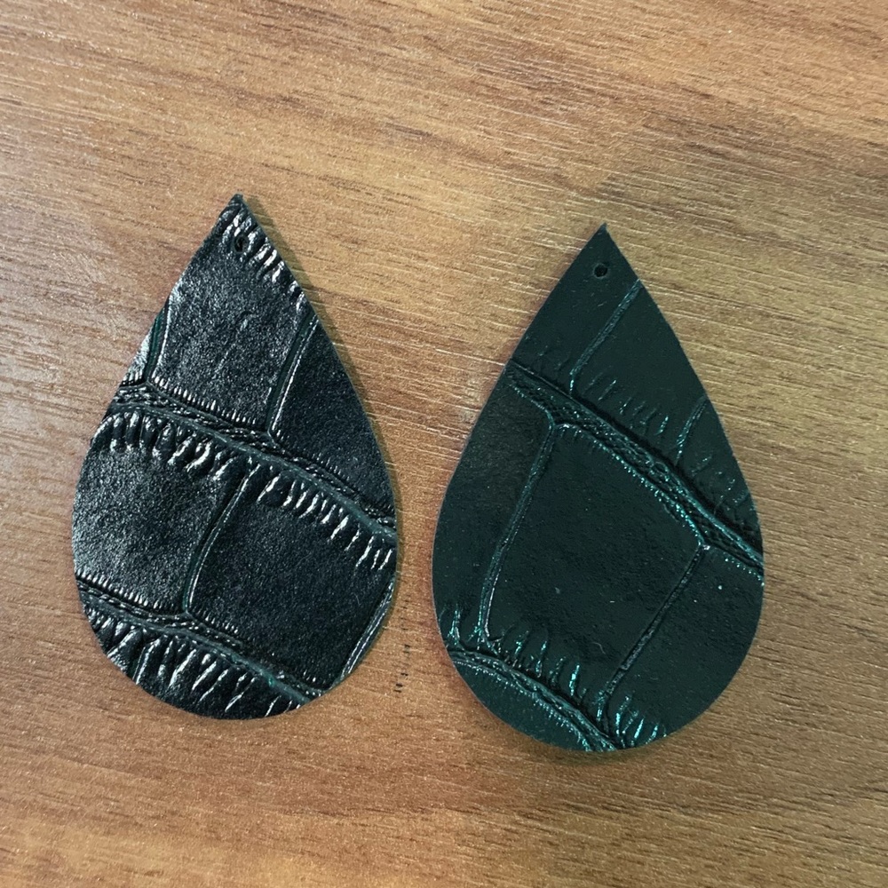 Black leather teardrop earrings